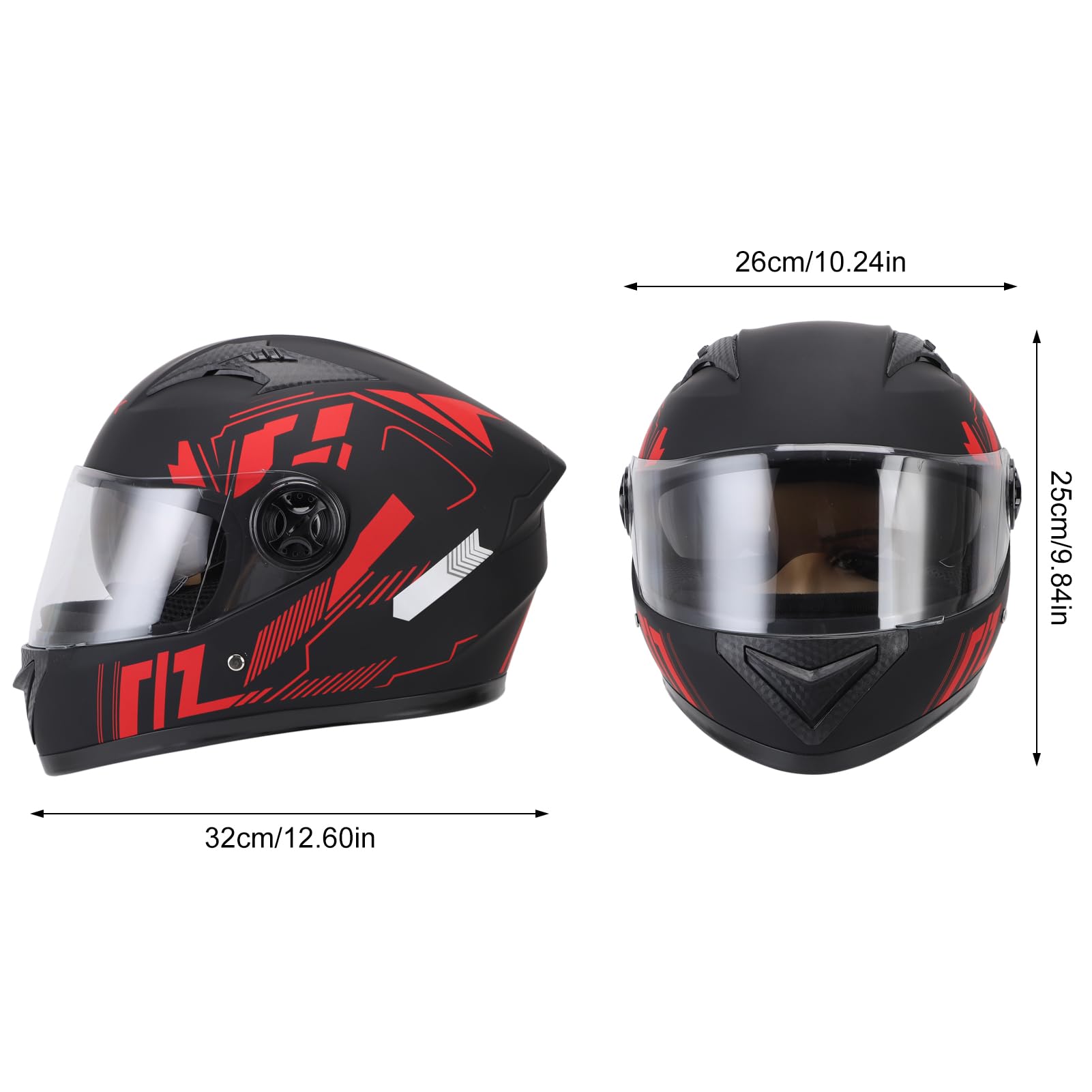 Casque de Moto, Casque de Vélo Léger pour Hommes et Femmes, Circonférences de Tête de Casque de Visage Complet de 54 à 61 Cm avec Coucheur de Cou Détachable, Couche de Coton