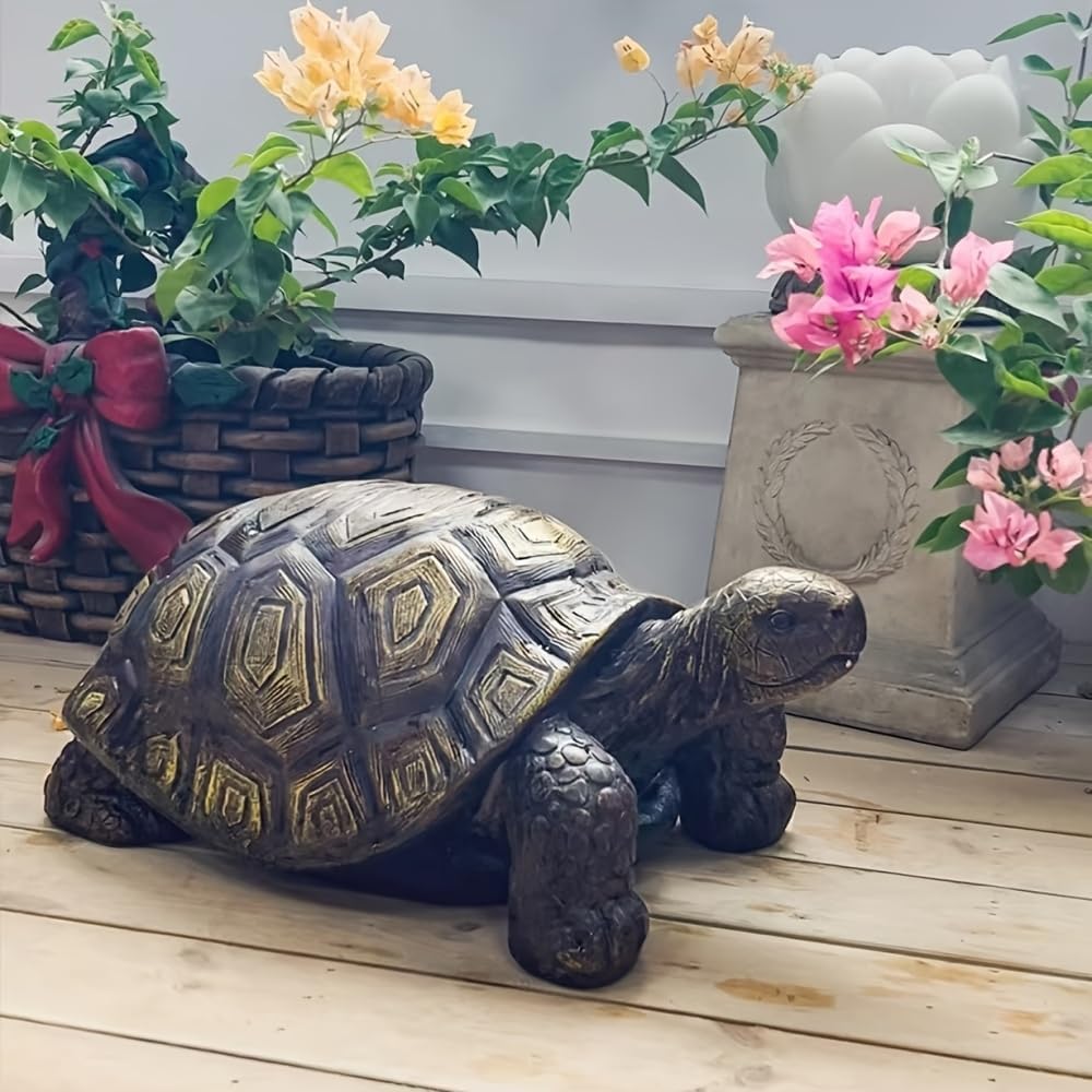 Large Turtle-Shaped Garden Decorative Stool,21.3" Resin Statue, Weather-Resistant Outdoor/Indoor Garden Stool, Patio Plant Stand, Lawn Ornament, Balcony Accent, Unique Gift (Turtle)