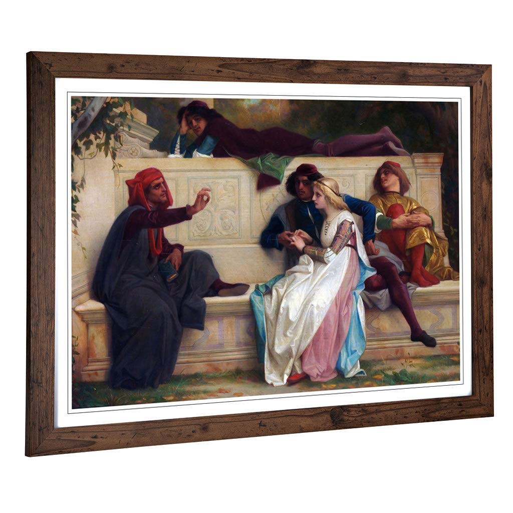 Big Box Art Framed Print of Alexandre Cabanel Florentine Poet Design | Wall Art Picture | Home Decor for Kitchen, Living Room, Bedroom, Hallway, Walnut, A2 / 24.5x18 Inch / 62x45cm