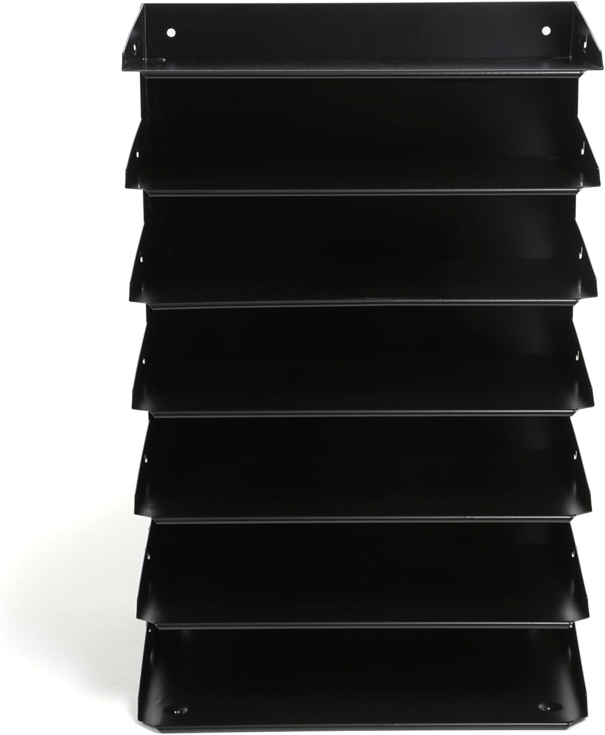 Huron Desktop Horizontal 7-Slot File Binder Organizer Storage Letter Tray, Black Commercial Grade Steel