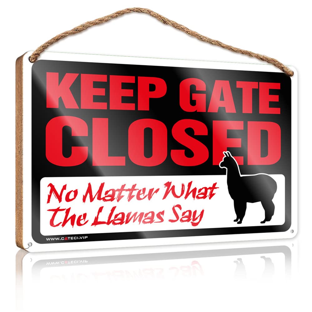 Hanging Wall Decor For Bathroom Keep Gate Closed No Matter What The Llama Say Wooden Sign Small Wooden Signs With Sayings Funny Family Signs(15X28CM)