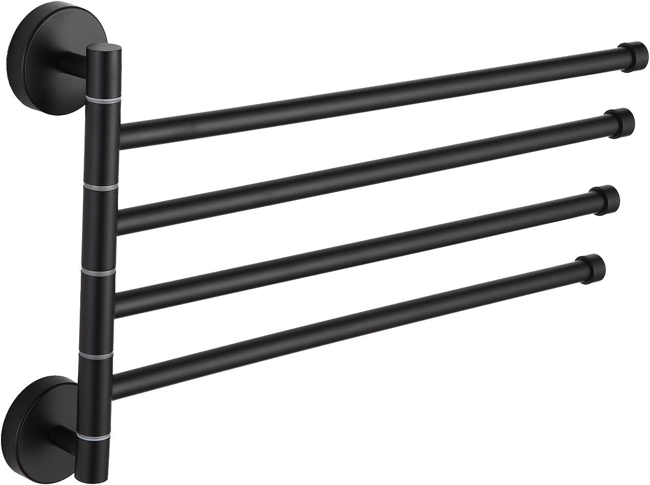 BGL Wall-Mounted Stainless Steel Swivel Bars Bathroom Towel Rack Hanger Holder Organizer (4-Arm) (Matte Black)