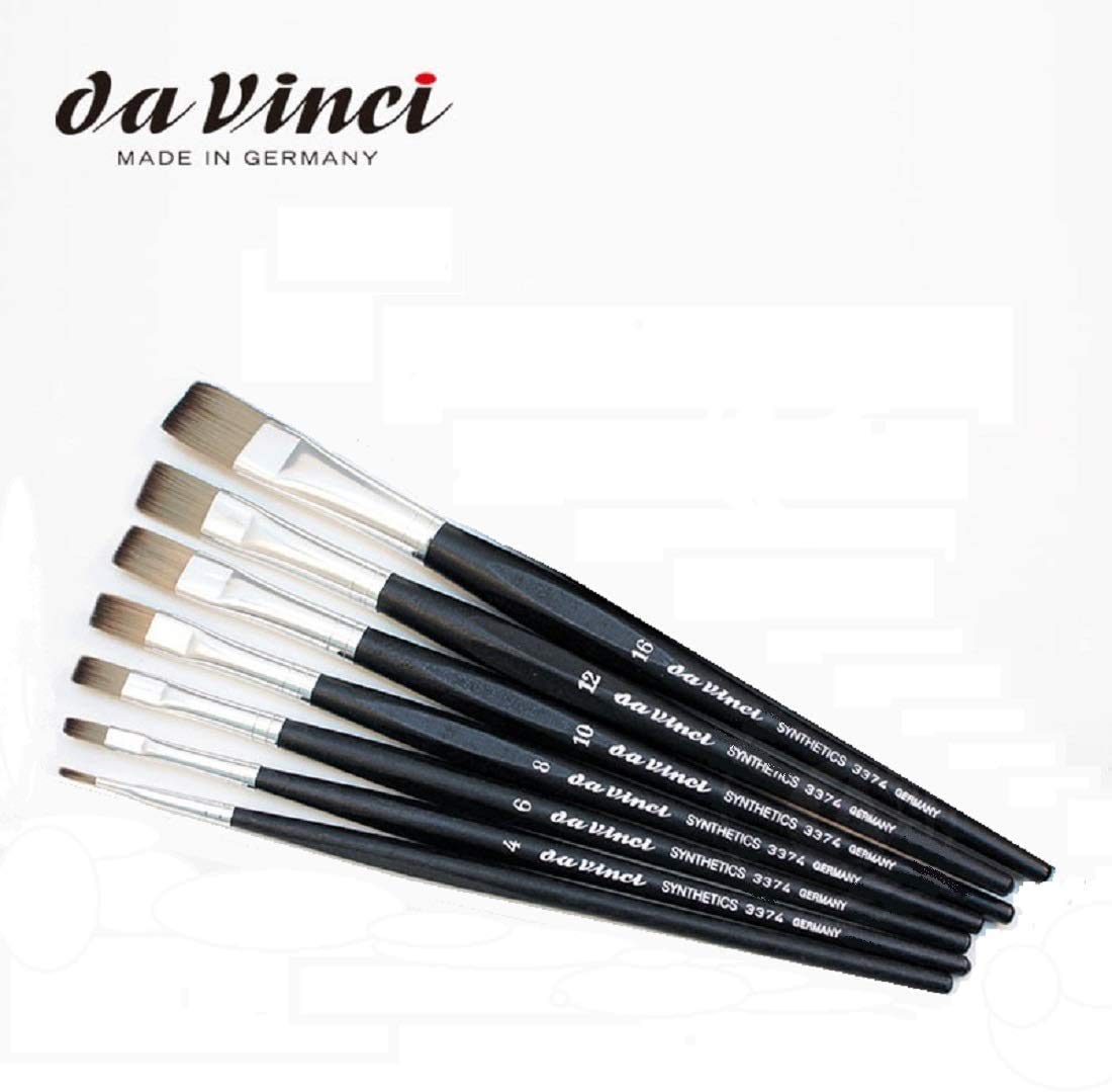 Da Vinci Seria 373 (3373), zestaw 3 pędzli syntetycznych, 0,2,4 i seria Da Vinci 374 (3374), płaski syntetyczny, 2,4, 6, 8, 10, 12,16