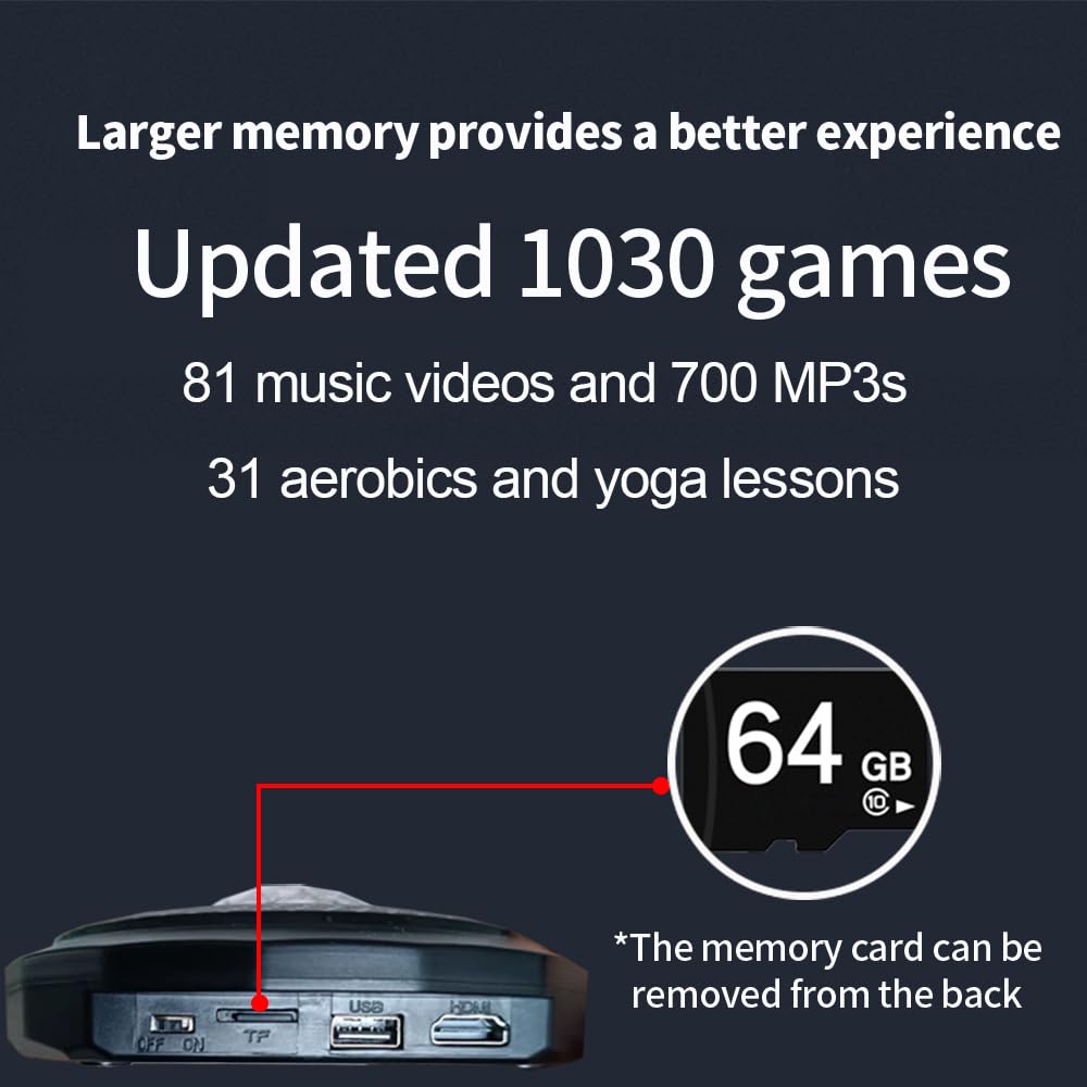 HDMI kabellose Doppel-Tanzmatte für Kinder & Erwachsene, mit Kamera & 64GB Speicher,1030 Spiele,650 Songs & 81 Musikvideos,rutschfeste Fitnessmatte für TV, Jungen & Mädchen