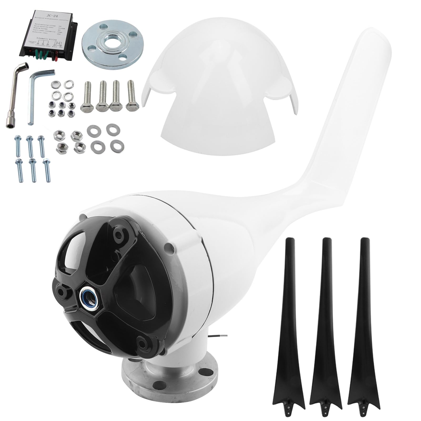 1200 W Kleine Windturbine, Kleiner Windgenerator, 1200 W Windgenerator, 3-Blatt-Windturbine, DC 12 V, 24 V, 48 V, Turbinen-Windgenerator für das Aufladen von Schiffen zu Hause