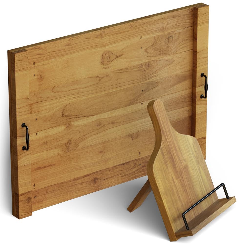 Stove Top Covers for Gas Burners, Premium Noodle Board Stove Cover, Elegant and Functional Wood Stove Covers for Gas Stove Top, Durable and Heat Resistant Surface, 29.5x21.5, Cook Book Stand Included