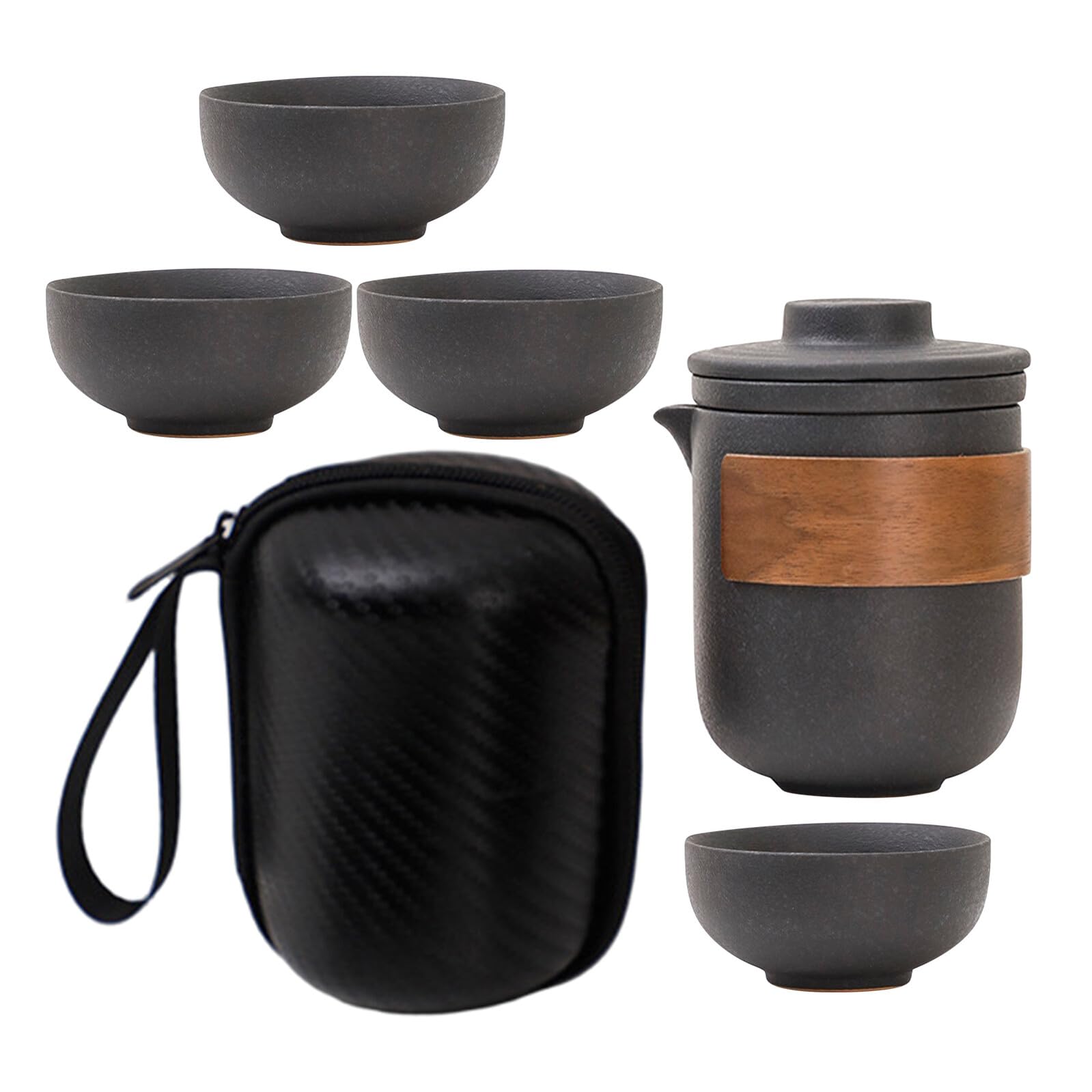 Juego de té Kung Fu de viaje con tazas integradas para infusiones perfectas al aire libre