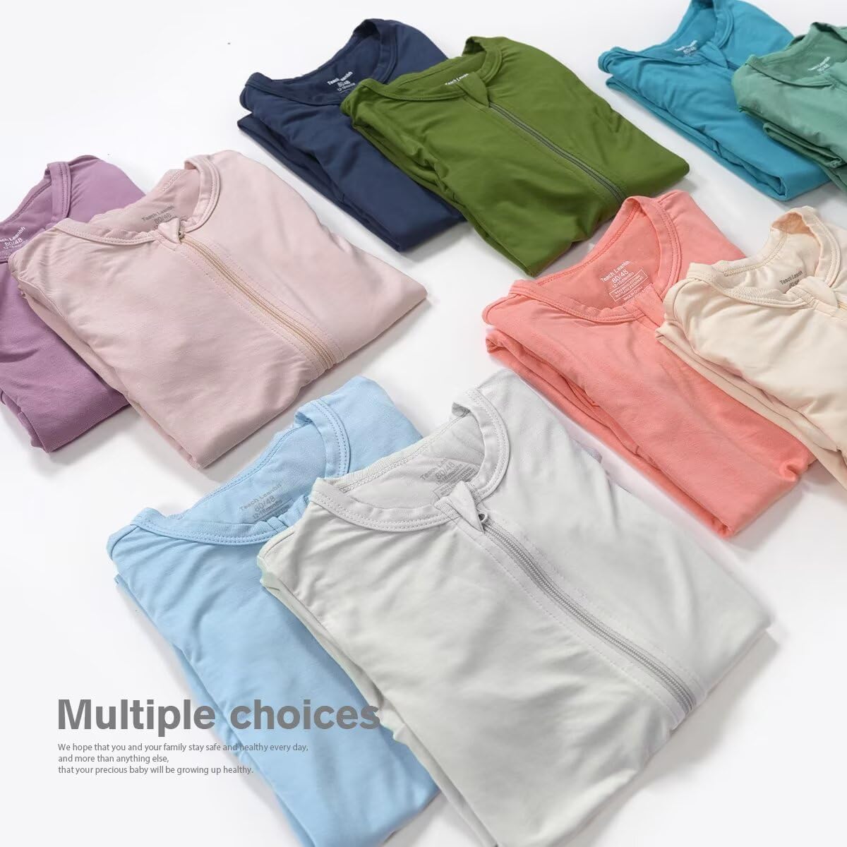 Teach Leanbh Baby Boys Girls 2 Pack Bamboo Viscose Pajamas with Mitten Cuffs 2 Way Zipper Long Sleeve Romper Sleep and Play - Image 5