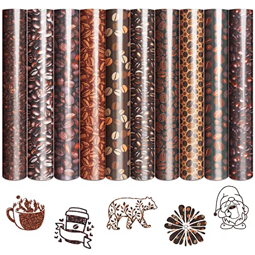 Tintnut Brown Heat Transfer Vinyl Bundle - 10 Sheets 10X12 Inch Coffee Bean Iron On Vinyl Patterned Htv Diy T-Shirt Hats Clothing For Cricut Or Cameo #TOP3