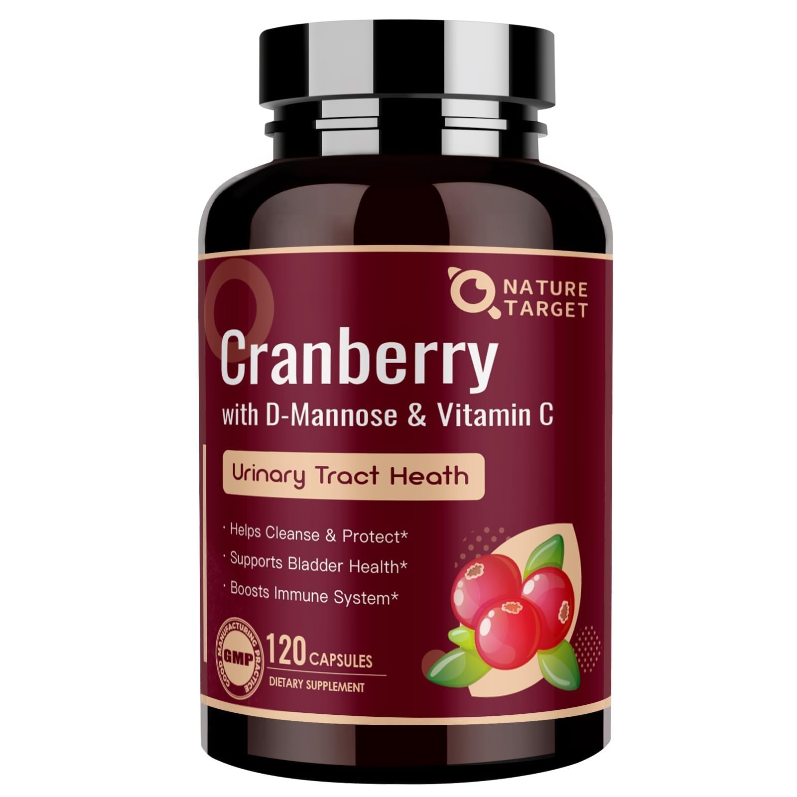 NATURE TARGET Cranberry Pills for Women, 80:1 Extract, 120 Capsules 120 Count (Pack of 1)