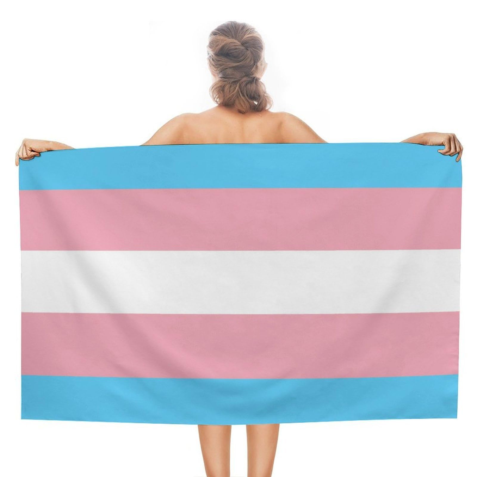 Nclqvjxzkhw Women's Style Transgender Lgbt Flag Beach Towel For Adults Lightweight Bath Towels Swim Travel Gym Sports 130×80Cm