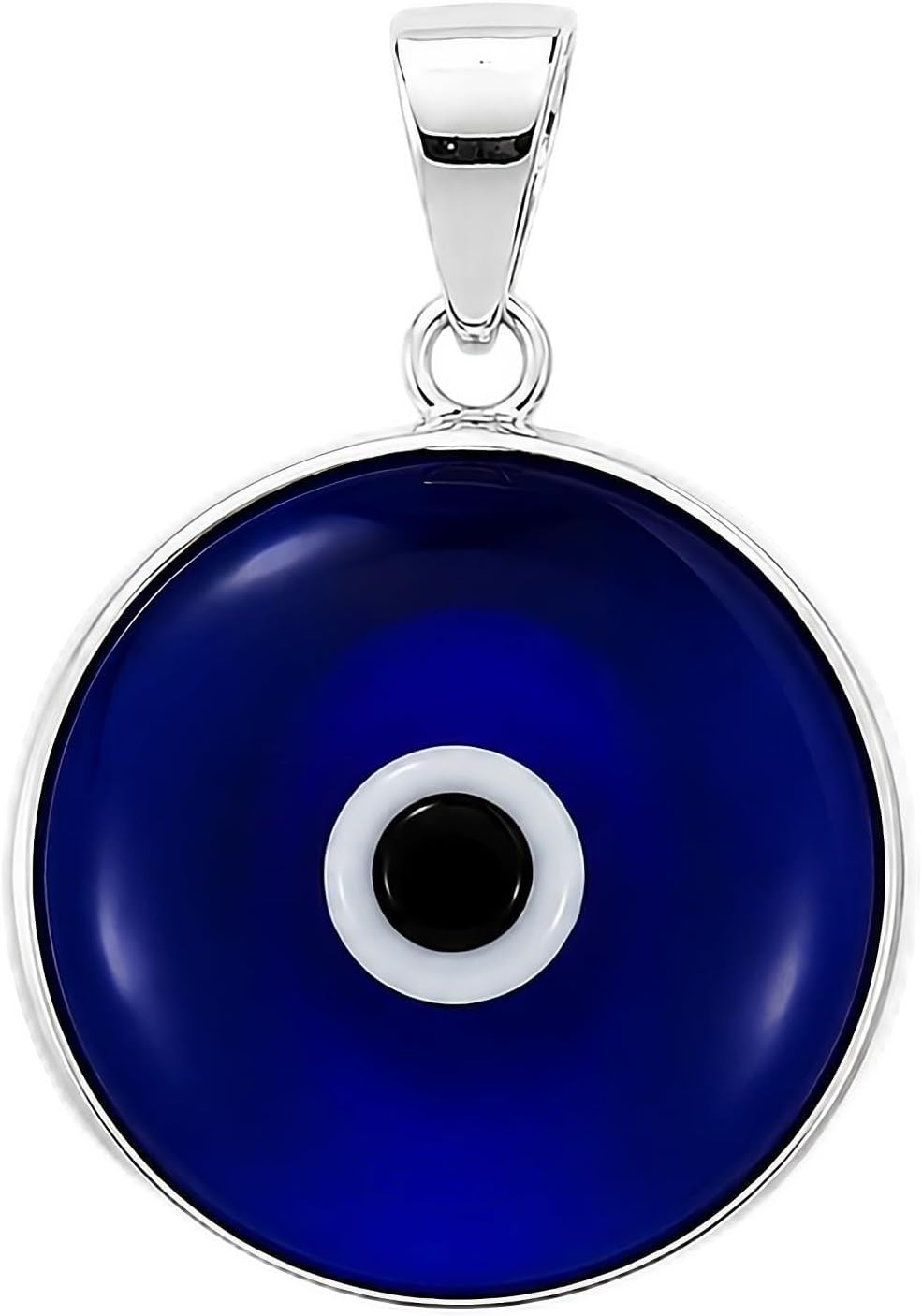 Mystic Jewels by Dalia – Glass Evil Eye Pendant for Good Luck – 925 Sterling Silver – Diameter of Pendant 0,6 inches