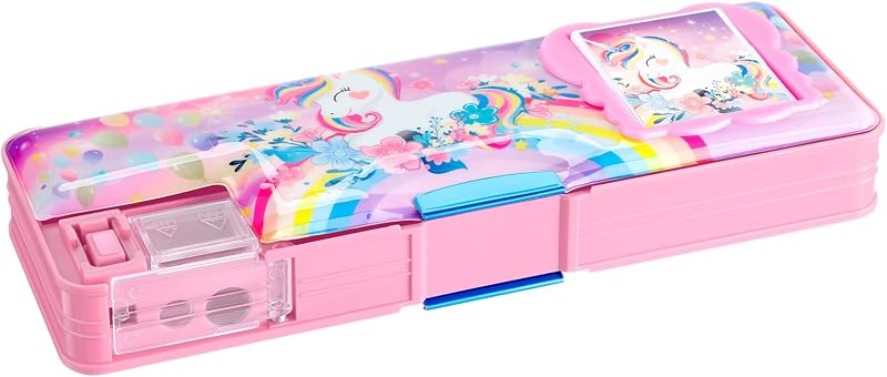 Multifunctional Pencil Box for Girls, Unicorn Pencil Case with Calculator and Sharpener, 2026 Back to School Supplies Organizer for Kids Teens Students, Elementary Middle School Gift