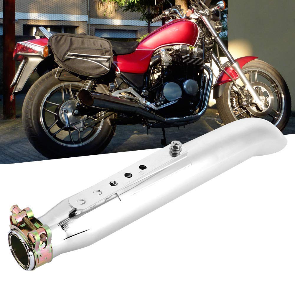 EBTOOLS para silenciador personalizado Tubo de escape, silenciador de escape de galvanoplastia de tubo de escape universal de motocicleta de acero inoxidable de hierro con reductor de 35/39/43mm