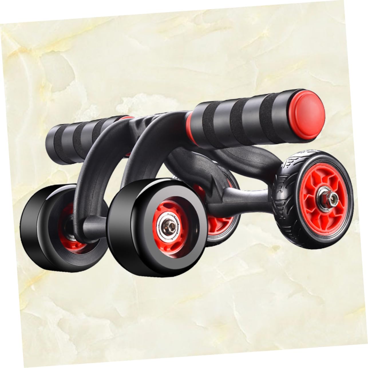 POPETPOP Automatic Spring Back Abdominal Wheel with Knee Mat Silent 4-Wheel Fitness Device for Home Use for Core Strength Training and Weight Loss