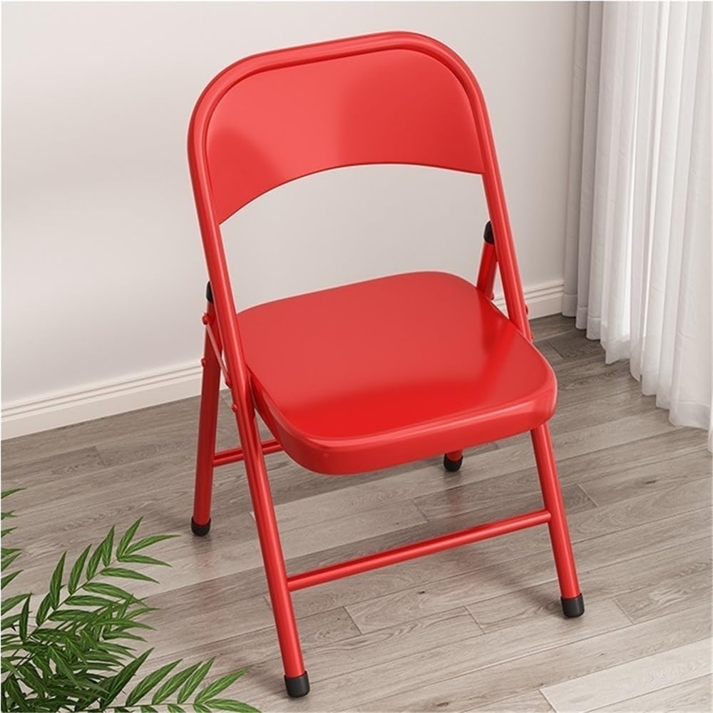 All-Steel Frame Folding Chair, Lightweight Single Chair, Metal Collapsible Chair, Stackable Chair for Bedroom, Living Room(Gray)