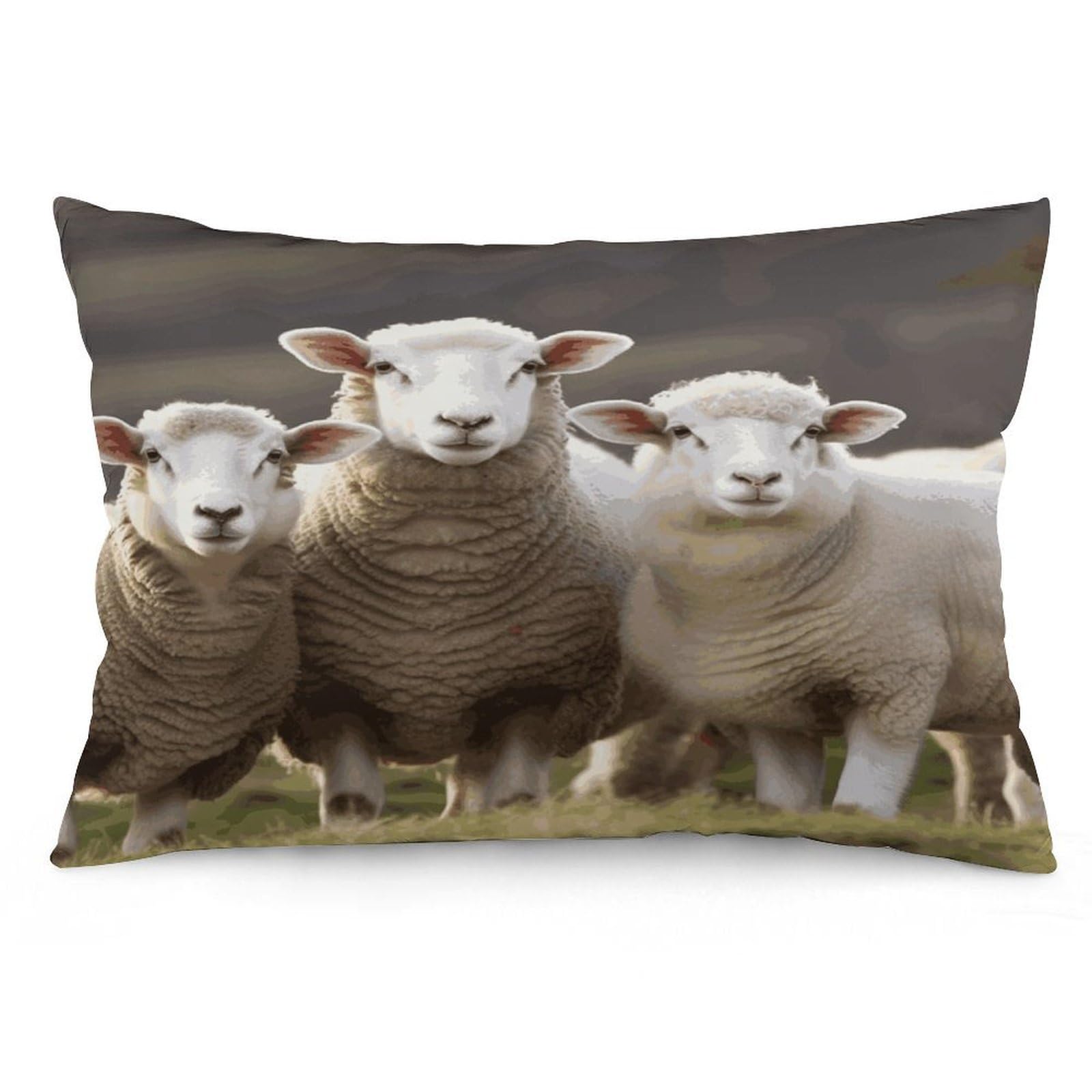 Wsoihfec Style Sheep And Lambs Throw Pillow Covers Decorative, Pillow Cases Soft Plush, Modern Farmhouse Boho Cushion Cover For Bed Couch Sofa Living Room Spring Decor12 X20