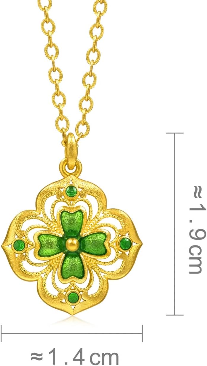 CHOW SANG SANG 999 24K Gold MINTYGREEN Lucky Four-Leaf Dainty Necklace for Women Size 47cm 95569N Price-by-Weight Approx. 5.61g Gold