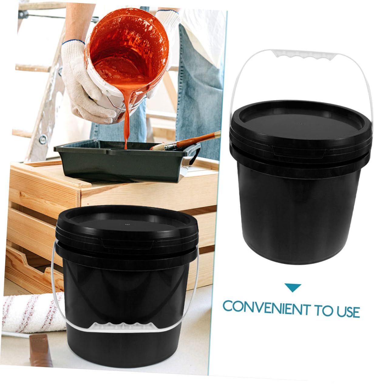 jojofuny Cubo De Pintura Plástico Tapa Sellada y Asa Contenedor para Almacenamiento De Pintura y Varnices para Proyectos De Manualidades y Decoración