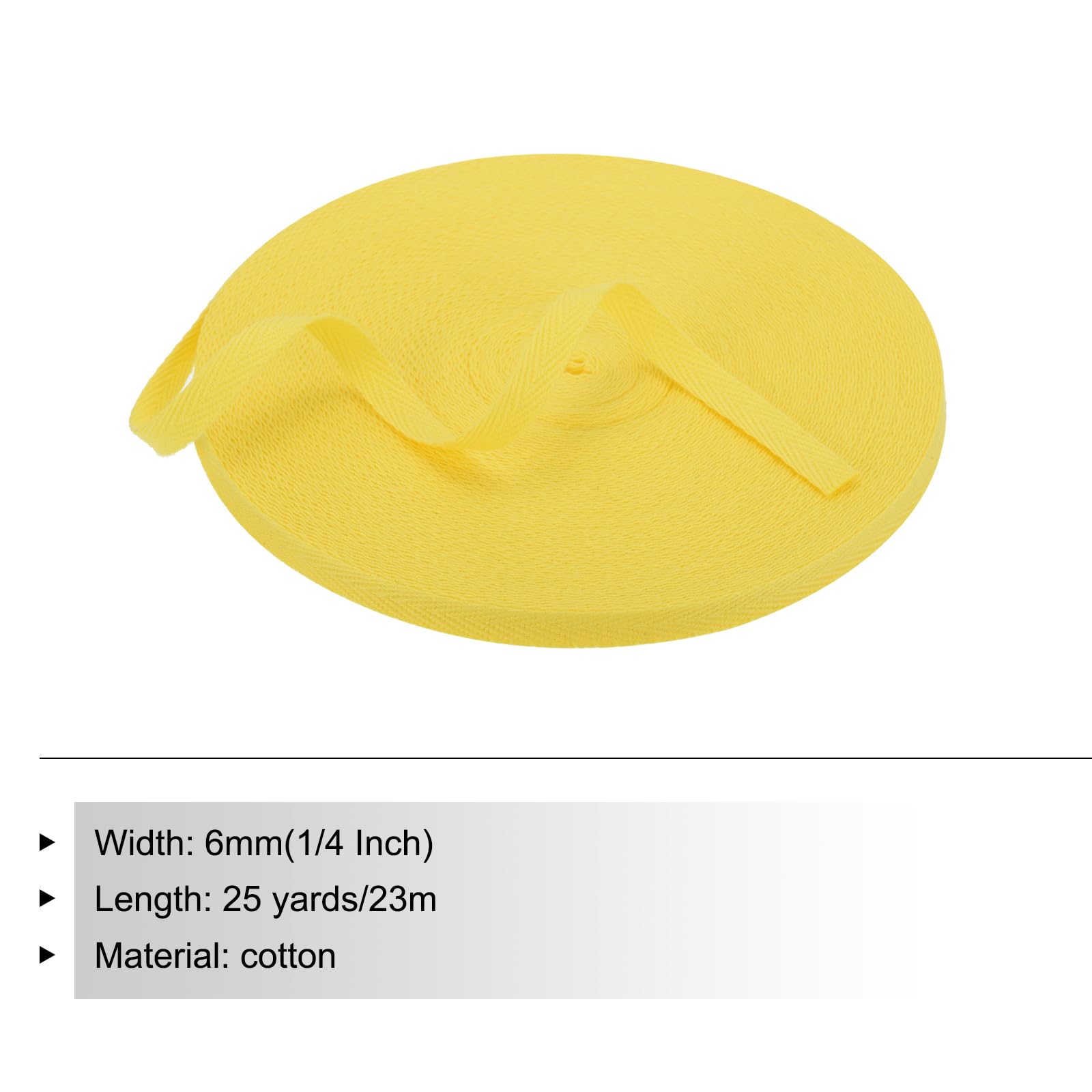 PATIKIL Cotton Twill Tape 6mm 23m Cotton Ribbon Bias Binding Tape Herringbone Webbing Trim for Sewing Gift Wrapping Lemon Yellow - Image 2