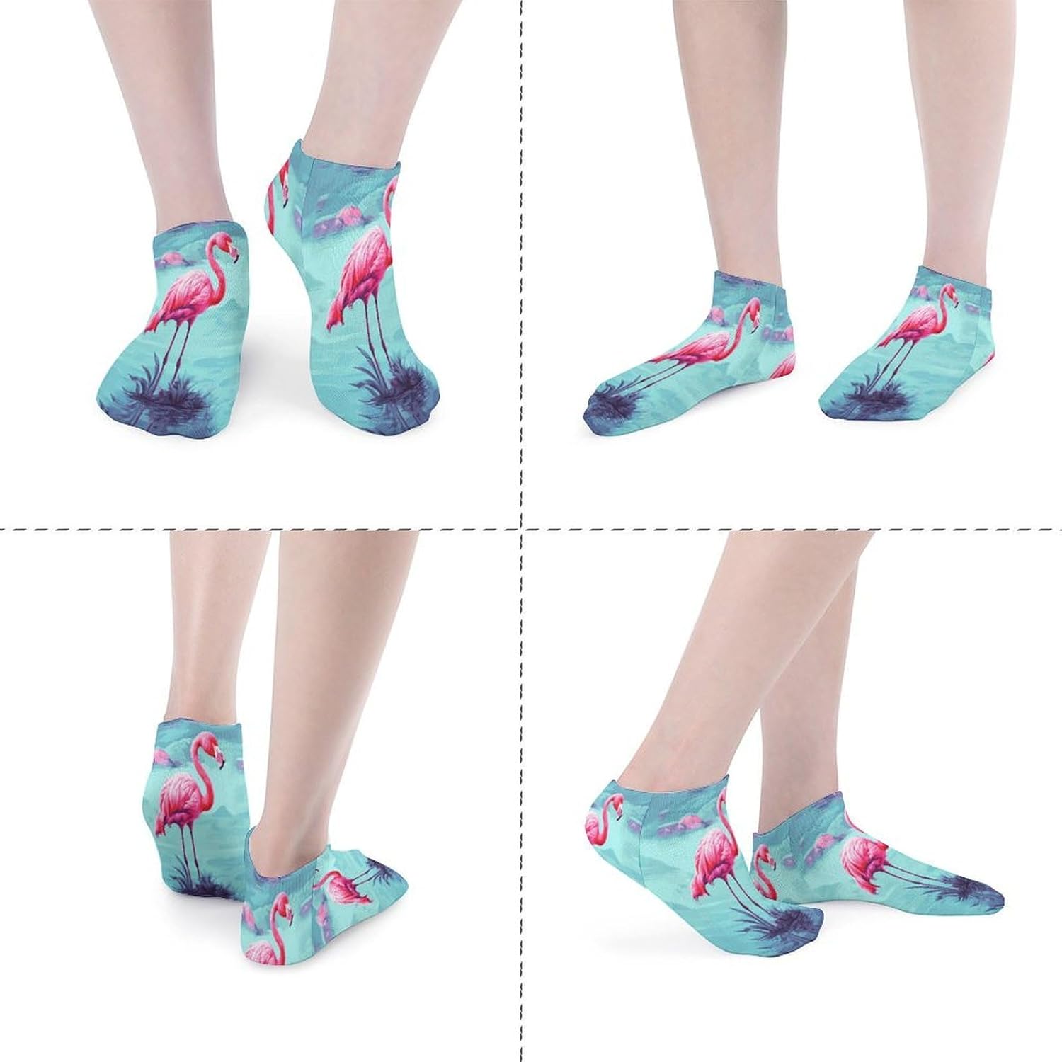 Pink Flamingos Ankle Socks for Men Women 5 Pairs | Comfortable Casual Low Cut Socks, Lightweight No Show Breathable Athletic Socks, Soft Mini Crew Socks for All Seasons