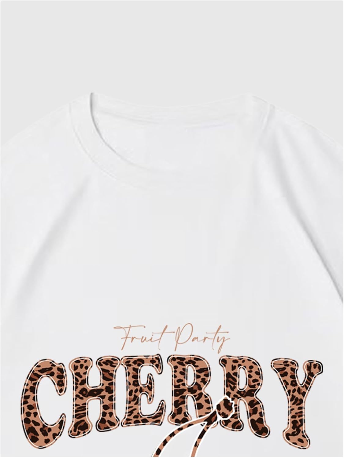 SHENHE Women's Cherry Shirt Leopard Print Graphic Tee Crew Neck Short Sleeve Loose T Shirt - Image 3