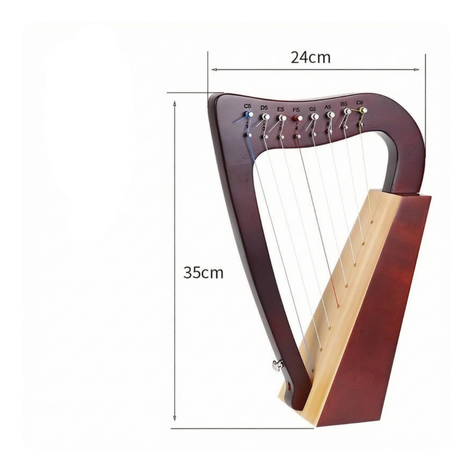 Gralara Arpa Lira con Chiave di Accordatura Compatta Arpa Lira Resistente Strumento Musicale per Studenti, 8弦【云杉木】咖啡色, 35X24 Cm