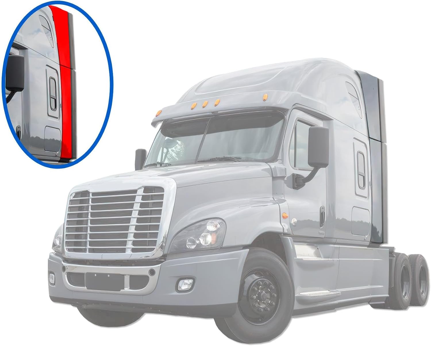KOZAK Cab Cabin Upper and Lower Sleeper Fairing Set for Left Driver Side, Compatible with Cascadia 2008-2016, Includes Logo, 2X 22 Windshield Wipers, License Plate Frame and Vest