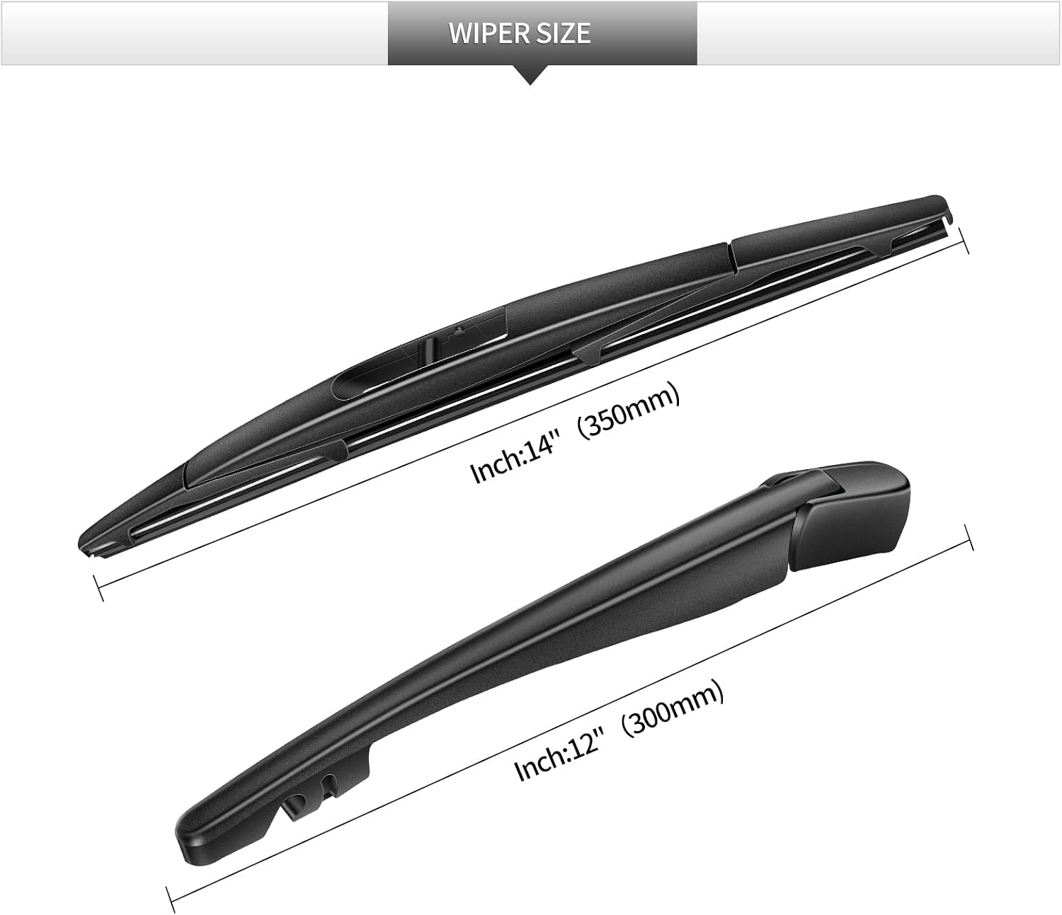 Rear Wiper Blade Assembly, Back Windshield Wiper Blades Arm Accessories Replacement for Honda CRV 2007-2011, Rear Wiper Blade and Arm Set for 2007 2008 2009 2010 2011.