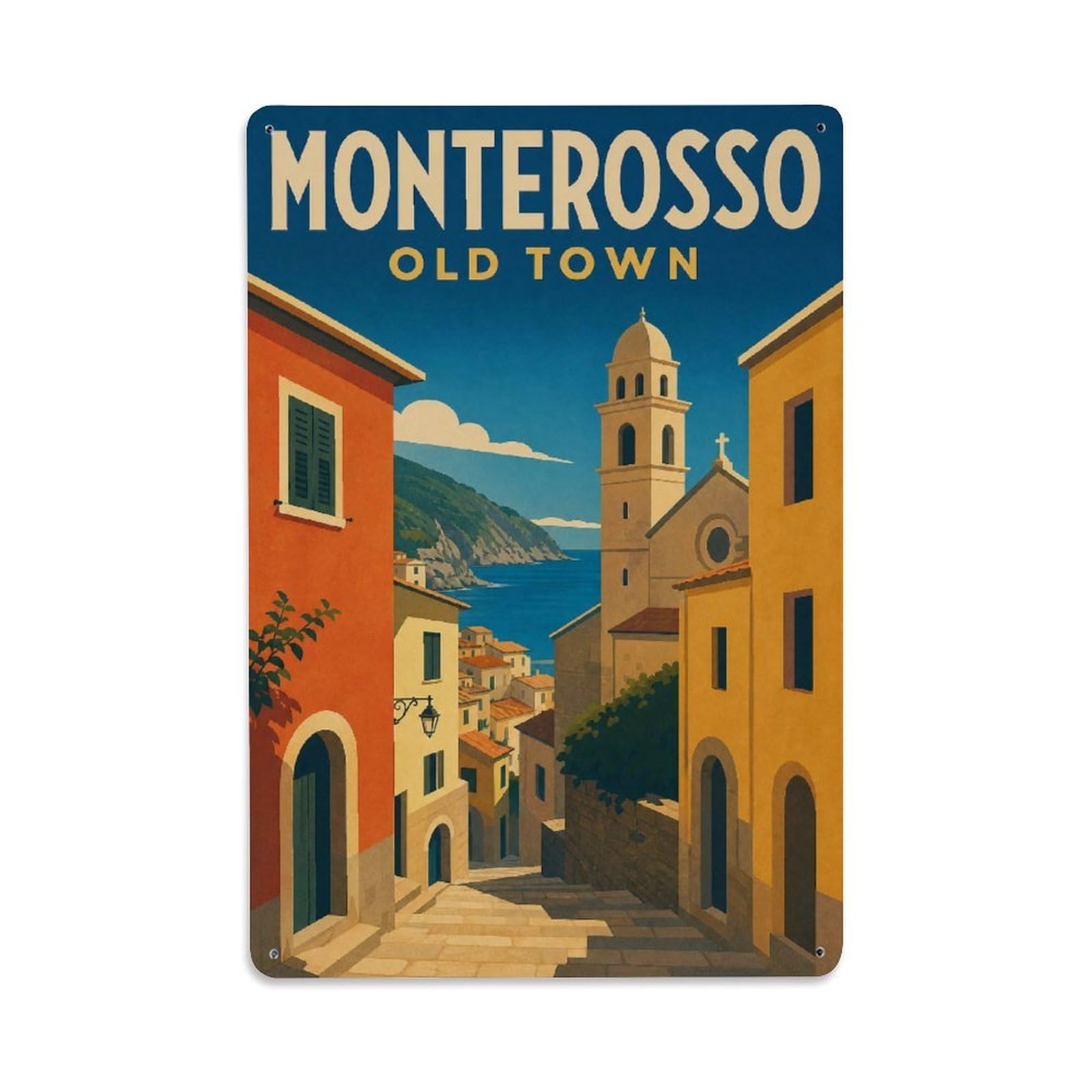 Metal Tin Sign Monterosso Vintage Travel Italy
