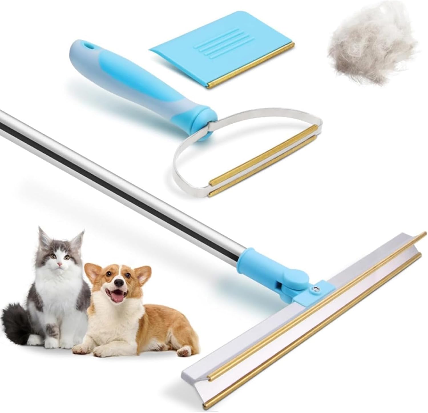 YOXIER Carpet Rake,Dog Hair Remover,Reusable Cat Hair Remover with 180-Degree Swivel Head, Dog Hair Carpet Scraper for Furnitures, Mats, Pet Hair Removal Tool and Dog Hair Remover for Couch Blue