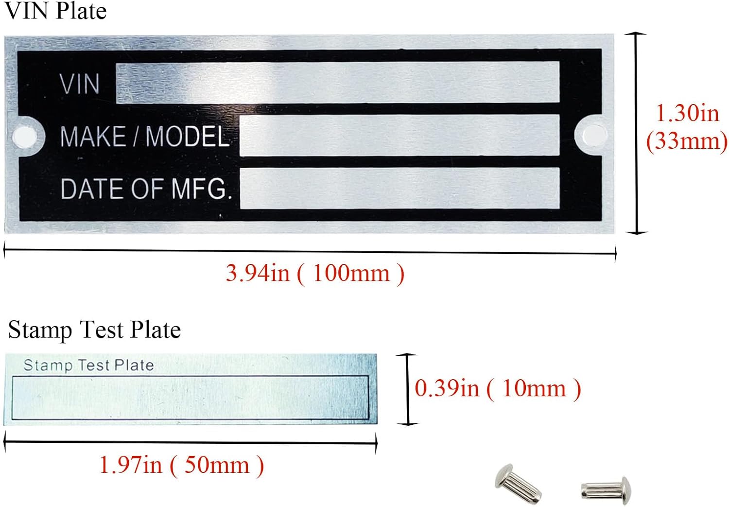 Blank Aluminum ID Plates, Metal Identification Plate, Serial Number Tag, Equipment Data Plate, Chassis ID Label, Compliance Asset Tag, Industrial Nameplate, DIY Replacement ID Plate