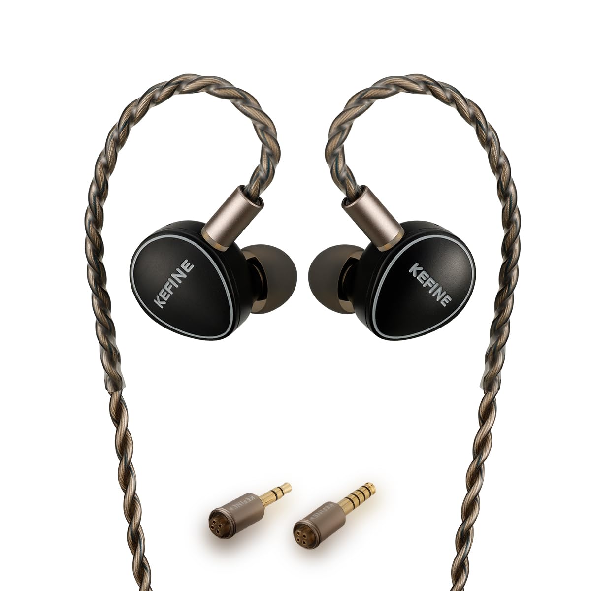KEFINE Quatio - Auriculares híbridos IEM, monitores intraurales 2DD+2BA, auriculares con cable de alta fidelidad con boquillas de afinación reemplazables, carcasa de aluminio CNC, enchufes