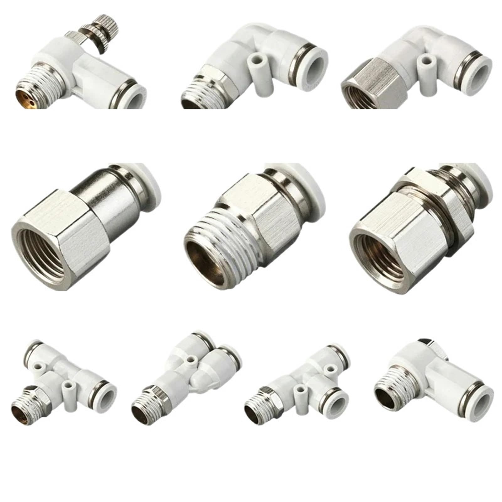 1pcs Pneumatic Fitting Pipe Connectors White Hose Fittings 1/4 1/2 6mm 8mm BSPT Thread Quick Coupling Air Tube Connector(8-03 (8mm-3l8),PCF)