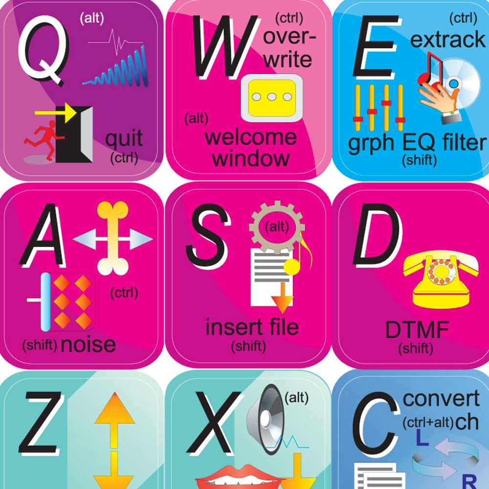AUDIO EDITOR GOLD KEYBOARD LABELS SHORTCUT FOR DESKTOP, LAPTOP AND NOTEBOOK