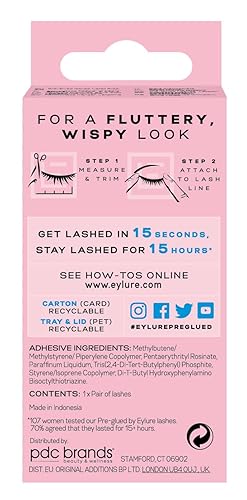 Miniatura 11 de Eylure Pre-Glued False Eyelashes, Wispy Light No. 117 Claro