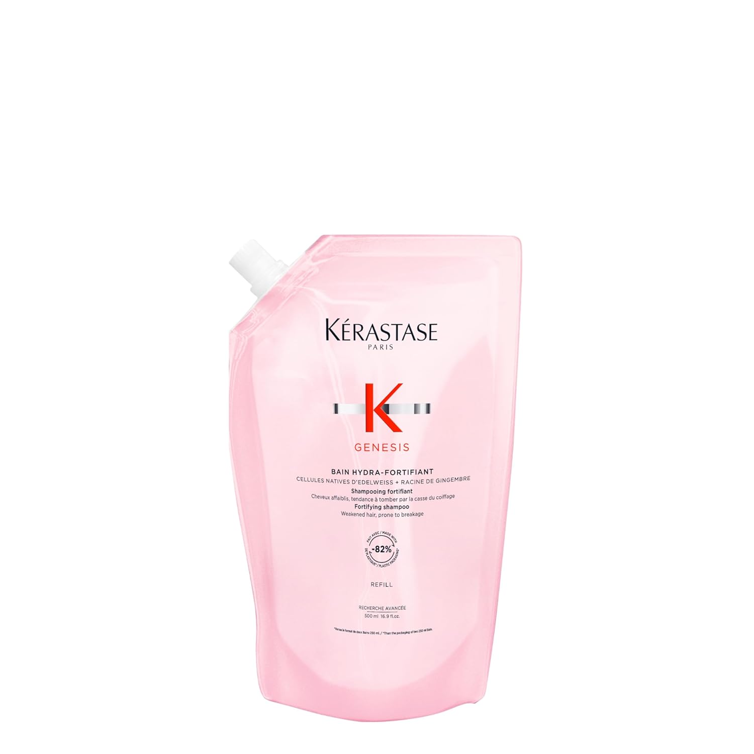 Kérastase | Genesis, champô fortificante anti-queda, com textura em gel, para cabelo fino ou frágil, Bain Hydra-Fortifiant, recarga 500 ml