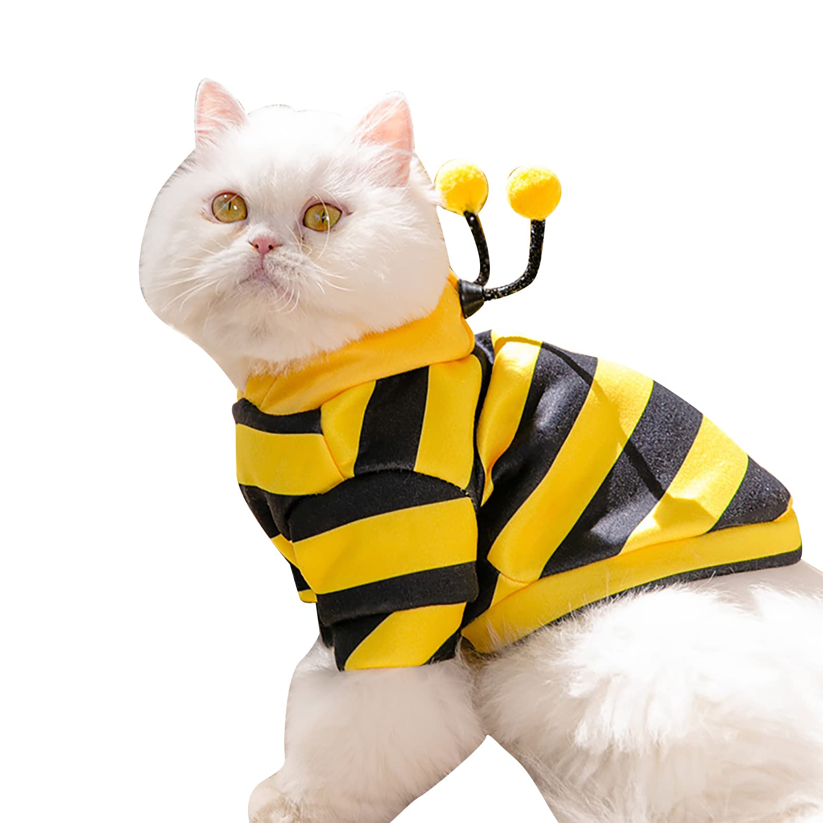 MINGZHE Cat Hoodies Stylish Cute Animal Warm Cat Costume Pet Funny Hoodie Sweater Cold Weather Warm Coat for Puppy Small Dog Halloween Party Costume Cute Hoodie(S (5.5-8.8lb)-Classic Bee Costume)
