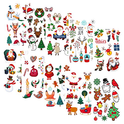 Leoars Christmas Tattoo Stickers, Waterproof 3D Kids Temporary Tattoos , Merry Christmas Party Favors Christmas Eve Gift