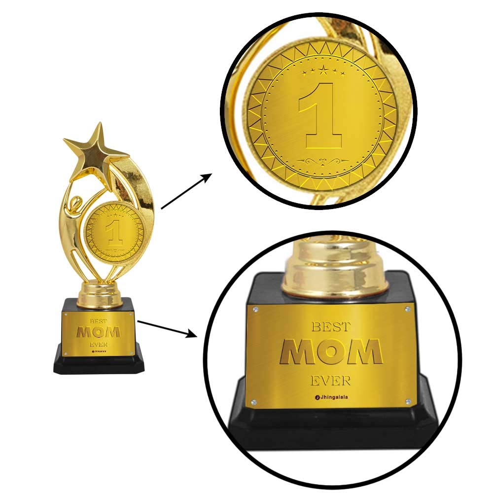 Jhingalala Best Mom Ever Printed Golden Alloy Award Trophy for Mom | Gift for Mother, Gift for Mom, Birthday Gift for Mom, Trophy for Best Mom, Gift for Mothers Day (Size: 10 x 7 x 25 cm) (B091CSWWD9) Amazon Price History, Amazon Price Tracker