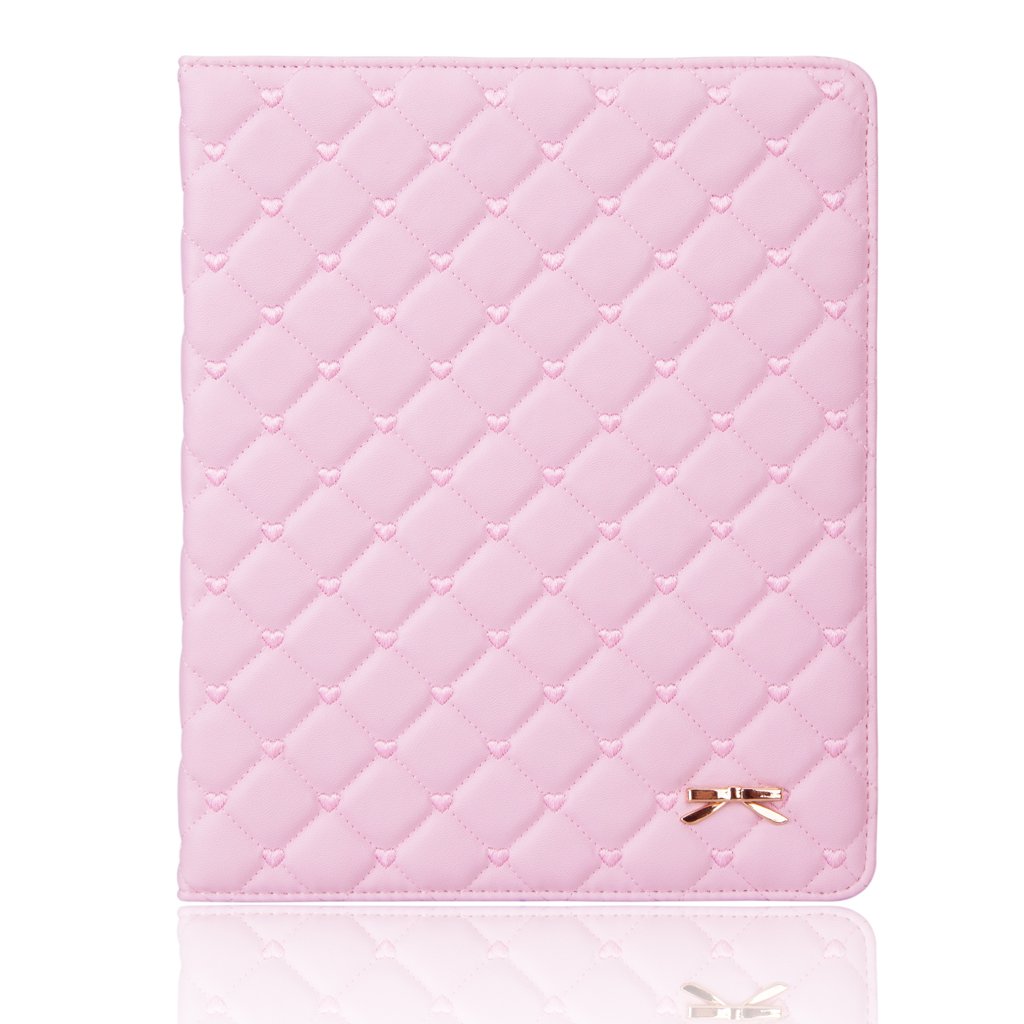 IDEGG Case for iPad 2 3 4 (Pink with Love Embroidery, Ipad 2/3/4)