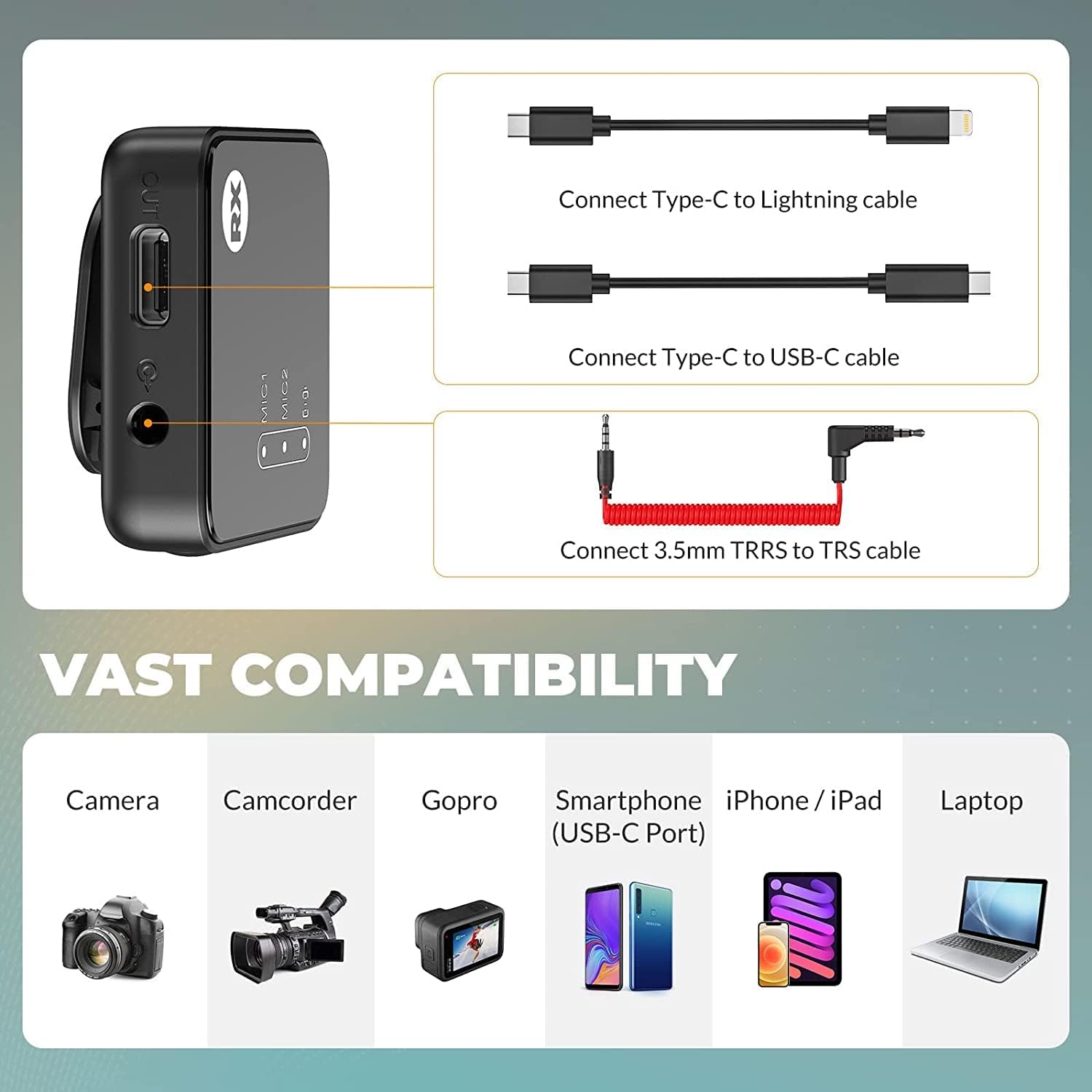 PROZOR Microphone UHF Sans Fil Rechargeable Avec Récepteur