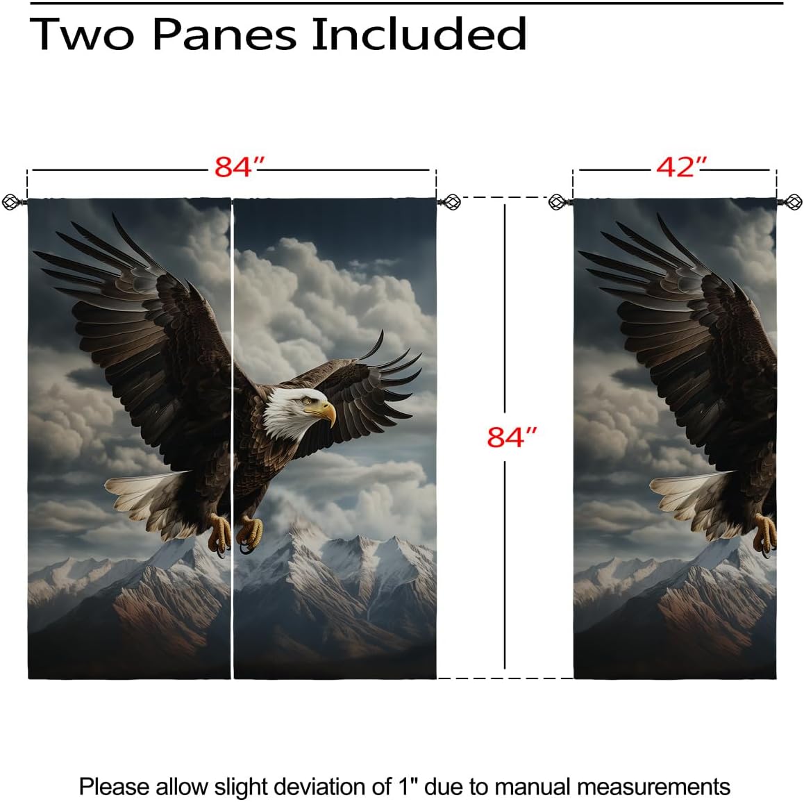 Eagle Blackout Curtains for Girls Boy Home Decor, 3D Animal Bird American Flag Patriotic Grommet Thermal Insulated Drapes Darkening Window Curtain for Bedroom Living Room, 84 x 84 Inch