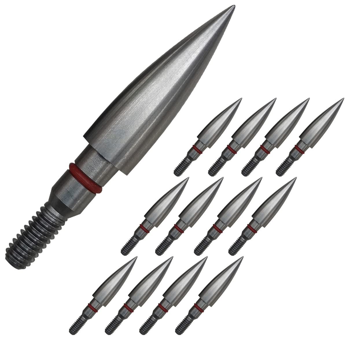 Stainless Steel Archery Field Points,9/32? 19/64? 5/16? 11/32? Diameter 100/125/150/175/200/250/300 Grains,Screw in Archery Field Tips(1 Dozen 12PCS) (5/16?-125grains)