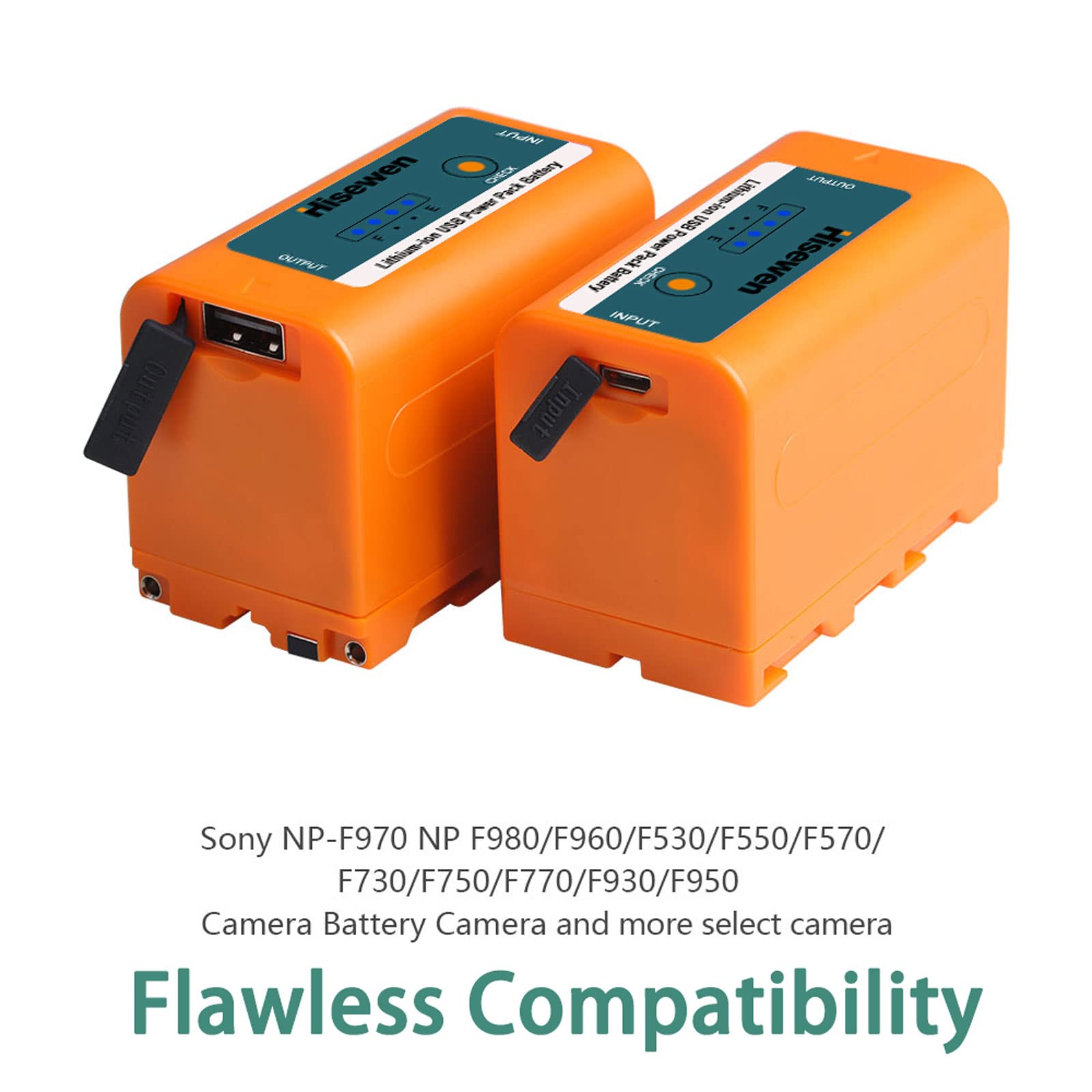 Confezione da 2 batterie NP-F750 con porta di ricarica USB per Sony NPF F960 F970 F750 F550 F980 F930 F770, NP-F batterie per YONGNUO Godox YN660 LED308
