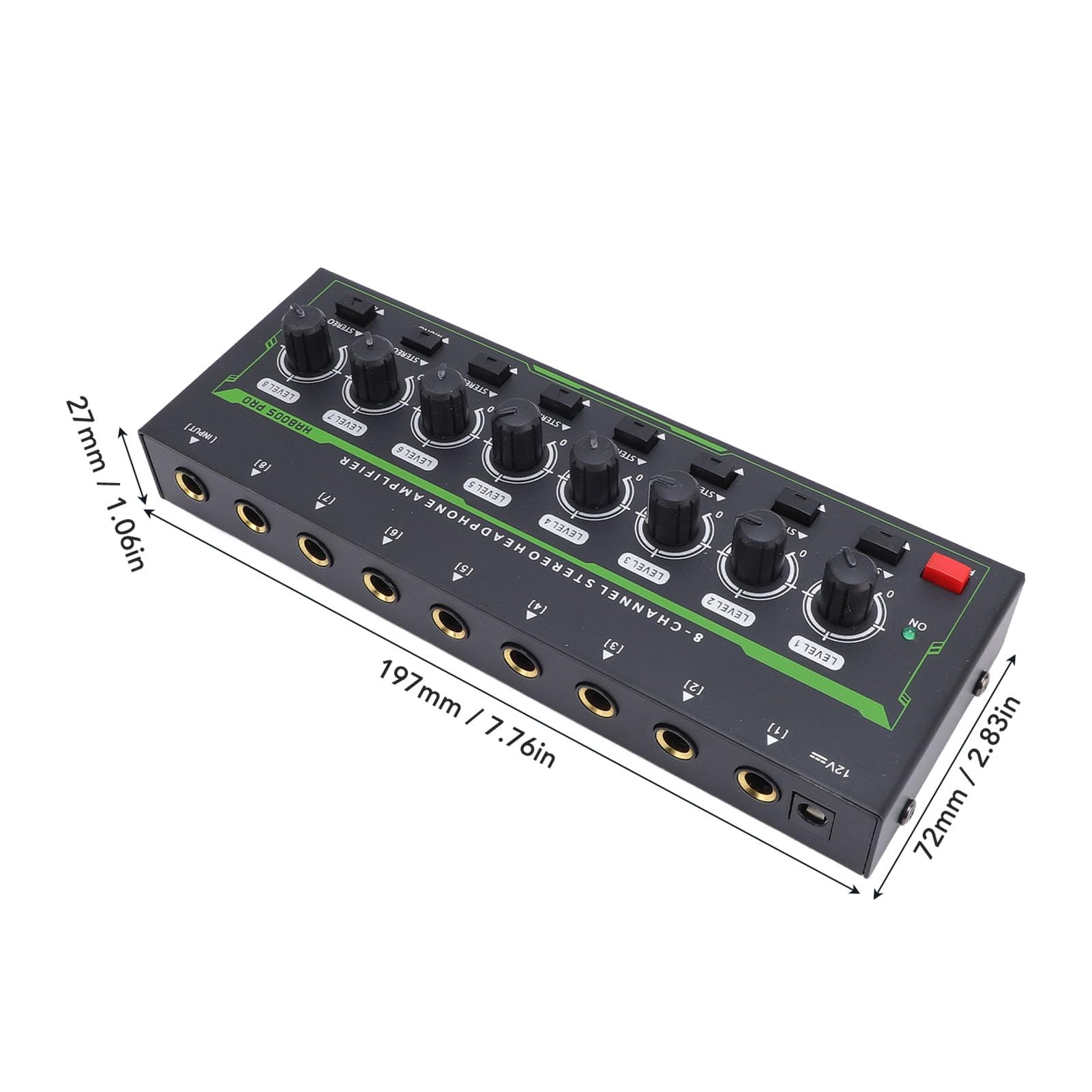 Amplificador de Auriculares Studio con Salida de 8 Canales, Ajuste de Volumen Independiente, Conectores estéreo de 6,35 mm y Modo Mono/estéreo Seleccionable para grabación
