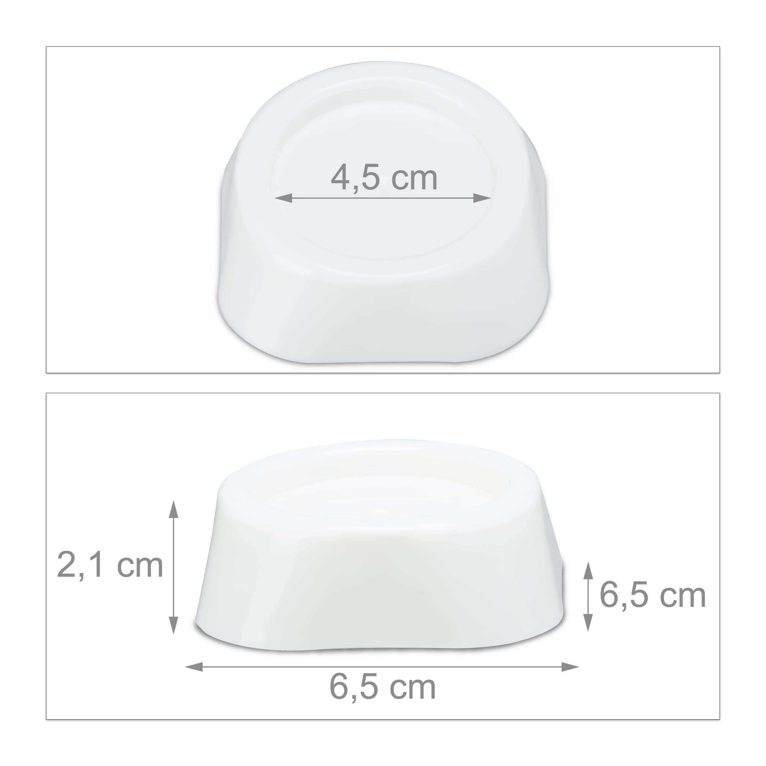 Relaxdays Tłumik drgań do pralki i suszarki, zestaw 4-częściowy pochłaniacz wibracji jako podkładka średn. 6,5 cm, biały