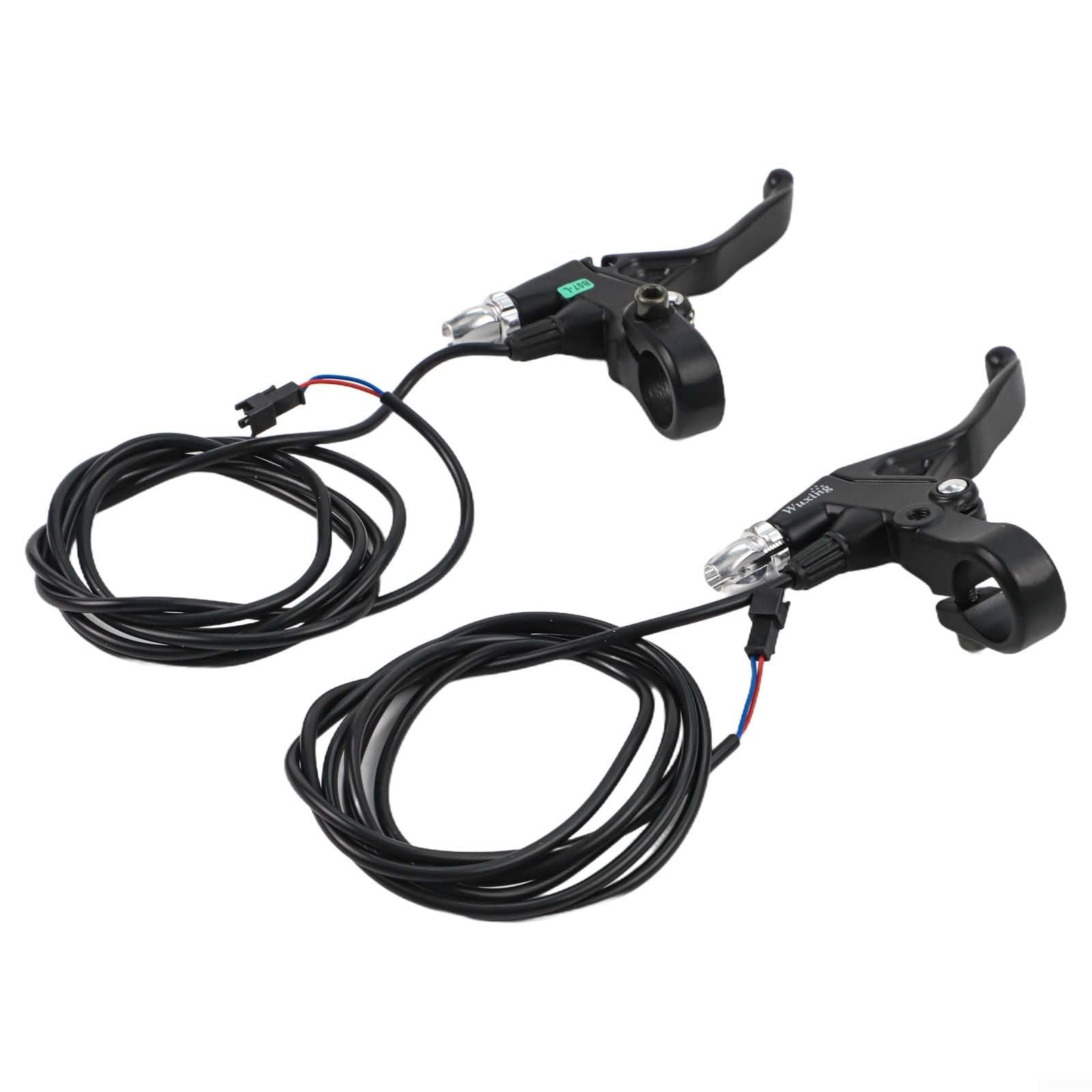 Dolvitrny Aluminum Alloy Cut-Off Brake Handles, Short Hand Control Set For Electric Two-Wheeler Vehicles, Equipped With 150Cm Wire & Small Signal, Black 2 Pieces Set