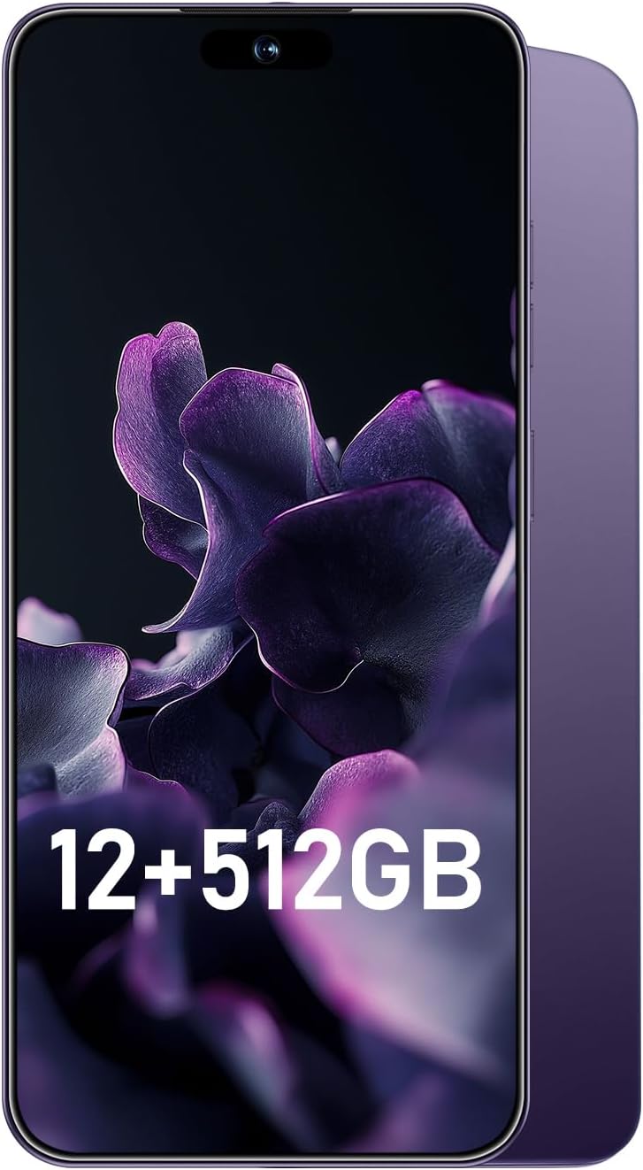 Unlocked 16PROMA X Smartphone: 6.99" HD+ Display, 7000mAh Long-Lasting Battery, 12GB+512GB Massive Storage, 108MP AI Camera, High Performance Android Phone for Gaming & Work (Deep Purple)