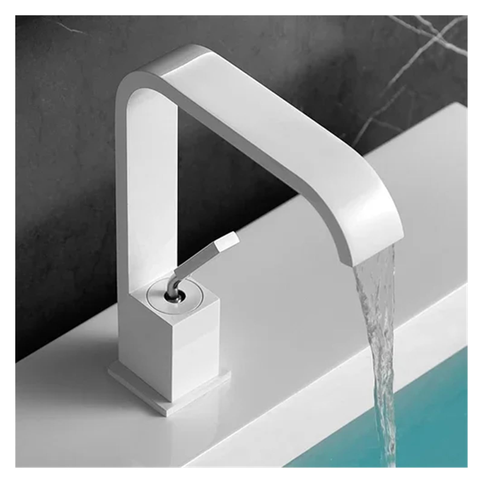 Grifo de lavabo cascada negro mate con monomando para evitar salpicaduras en el baño 7
